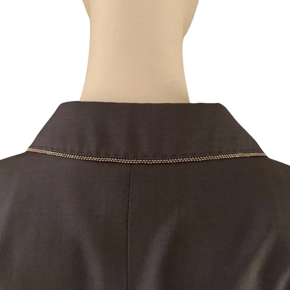 MARLOWE Made in Italy Wool Tailored Belted Blazer Blue Career Professional 42/8 - Picture 5 of 16